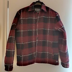 Plaid Red and Black Fuzzy Scarf